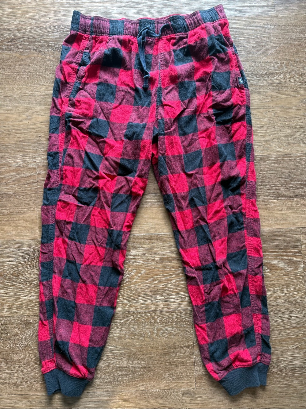 Hollister Red and Black Buffalo Plaid Fleece Joggers